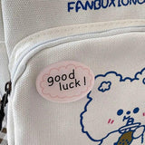 Women Cartoon Print Canvas Shoulder Bags Small Bear Rabbit Cloth Handbags