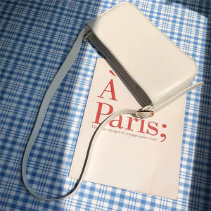 Oil Wax Leather Underarm Bag French Style Portable Small Bag
