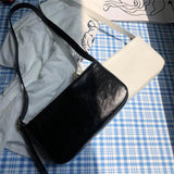 Oil Wax Leather Underarm Bag French Style Portable Small Bag