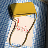 Oil Wax Leather Underarm Bag French Style Portable Small Bag