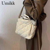 Quilted Cotton-padded Shoulder Bag Large Capacity for Street Shopping