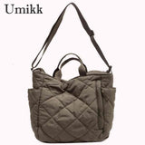 Quilted Cotton-padded Shoulder Bag Large Capacity for Street Shopping