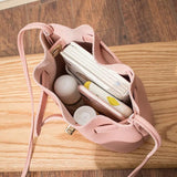 Vintage Women PU Leather Crossbody Shoulder Bag Solid Bucket Bag