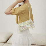Women Shoulder Bags Embossed Daisy Transparent PVC Handbag