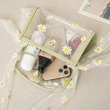 Women Shoulder Bags Embossed Daisy Transparent PVC Handbag