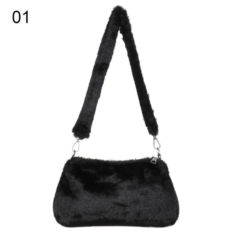 Leopard Plush Handbag Casual Style Shoulder Bag