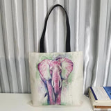 Elephant Print Art Tote Bag for Women, Foldable Large Capacity Shoulder Bag