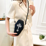 Gothic Crossbody Coffin Shape Shoulder Handbag for Halloween Party