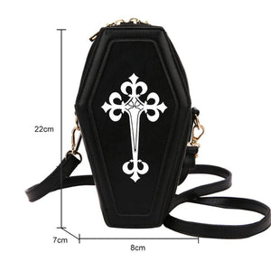 Gothic Crossbody Coffin Shape Shoulder Handbag for Halloween Party
