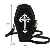 Gothic Crossbody Coffin Shape Shoulder Handbag for Halloween Party