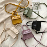 Crocodile Pattern Mini Handbag with Chain Strap
