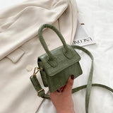 Crocodile Pattern Mini Handbag with Chain Strap