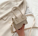 Crocodile Pattern Mini Handbag with Chain Strap