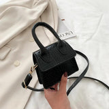 Crocodile Pattern Mini Handbag with Chain Strap