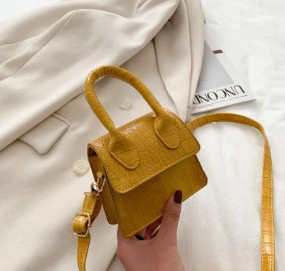 Crocodile Pattern Mini Handbag with Chain Strap