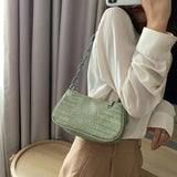 Crocodile Pattern Shoulder Bag Chain Small Square Handbags