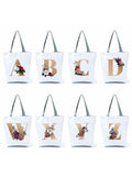 Floral Letter Shopping Bags Large Handbags Shoulder Canvas Tote