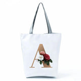 Floral Letter Shopping Bags Large Handbags Shoulder Canvas Tote