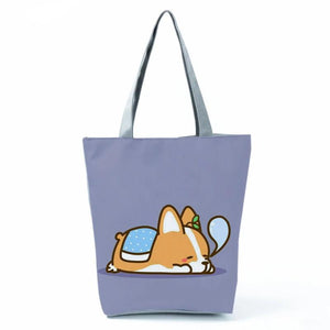 Corgi Print Bags Tote Reusable Commuting Totes Eco Shopping Bag