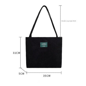 Corduroy Casual Shoulder Bag Large Capacity Shopping Bag Women Handbags