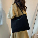 Corduroy Casual Shoulder Bag Large Capacity Shopping Bag Women Handbags