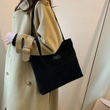 Corduroy Casual Shoulder Bag Large Capacity Shopping Bag Women Handbags
