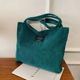 Corduroy Casual Shoulder Bag Large Capacity Shopping Bag Women Handbags
