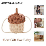 Hand-woven Bamboo Rattan Acorn-shaped Storage Basket