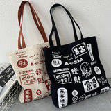 Chinese Rich Women Cartoon Print Canvas Shoulder Bag Book Handbags