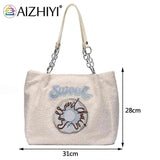 Plush Shoulder Bag Large Capacity Ladies Handbags Casual Chain Portable Zipper