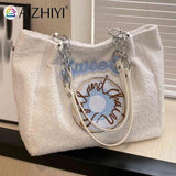 Plush Shoulder Bag Large Capacity Ladies Handbags Casual Chain Portable Zipper
