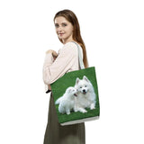 Animal Dog Printed Handbags High Capacity Shopping Bag Eco Friendly Women