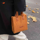 Soft Faux Lambswool Handbag with Pendant for Winter