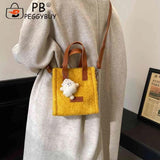 Soft Faux Lambswool Handbag with Pendant for Winter