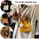 Soft Faux Lambswool Handbag with Pendant for Winter