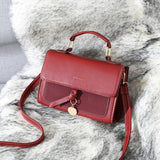 Vintage PU Leather Crossbody Handbag Small Square Tote