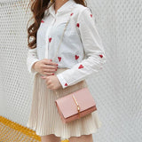 Women's PU Leather Shoulder Messenger Bag Pink Purse Clutch
