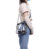 Women PVC Transparent Summer Splicing Shoulder Bag Tote Purse Clutch