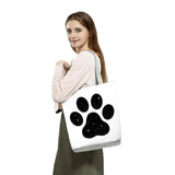Funny Dog Paw Shoulder Shopper Bag - Pug Print Tote