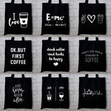 Coffee Printing Canvas Shopper Bag for Women
