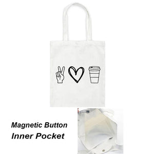 Coffee Printing Canvas Shopper Bag for Women