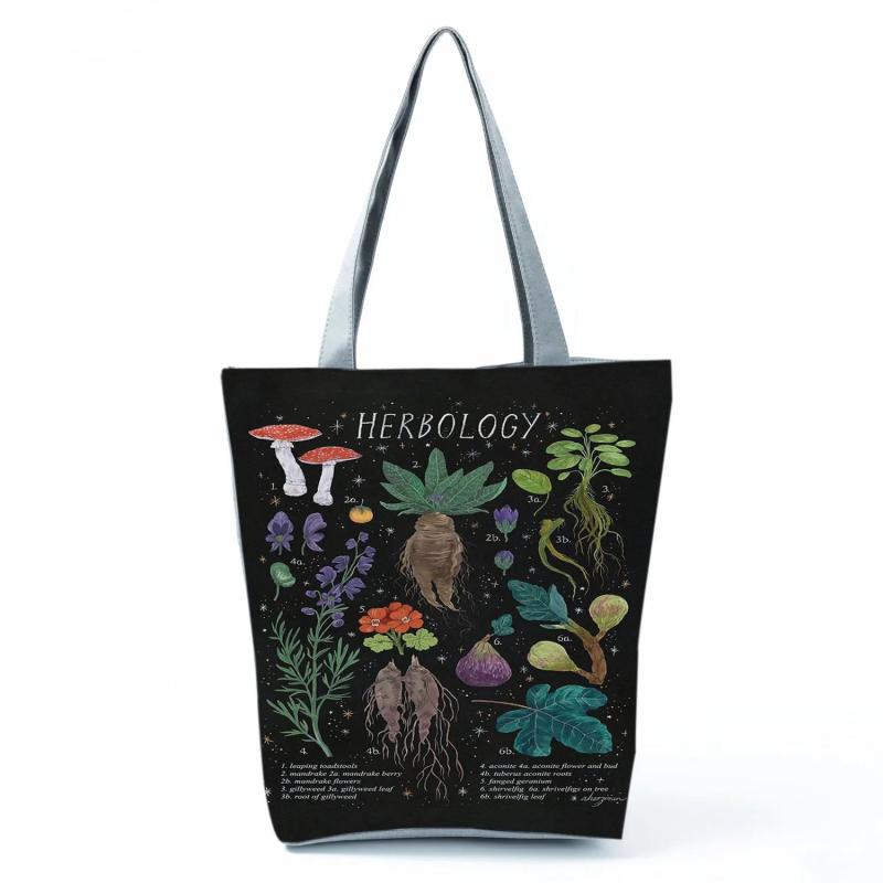 Mushroom Plant Printed Handbag Eco Friendly Tote Bag