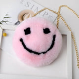 Women's Winter Faux Fur Smiley Purse Handbag