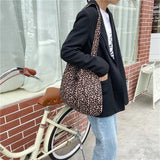 Leopard Print Messenger Bag for Women Vintage Casual Tote Handbags