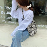 Leopard Print Messenger Bag for Women Vintage Casual Tote Handbags