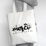 French Print Canvas Shoulder Bags Women Shopping Totes Travel Handbags