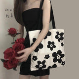 Canvas Flower Pattern Shoulder Bag Casual Tote Handbag