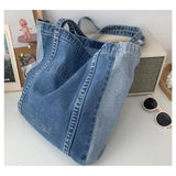Embroidery Casual Tote Shoulder Bags Canvas Jeans Messenger Bags Soft Student La
