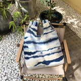 Vintage Shoulder Bag Ink Pattern Ladies Handbag Soft Fluffy Tote