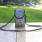 Ethnic Style Embroidered Crossbody Phone Bag Wallet Purse Handbag
